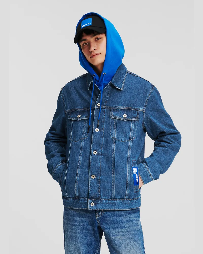 Karl Lagerfeld Denimjacke Mit Regulärer Passform, Male, Gewaschenes Mittelblau, Size Blue