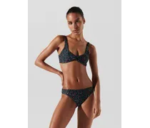 Bikini-oberteil mit Geometrischem Print und Twist-front, Frau, Geometrisches Schwarzes Muster