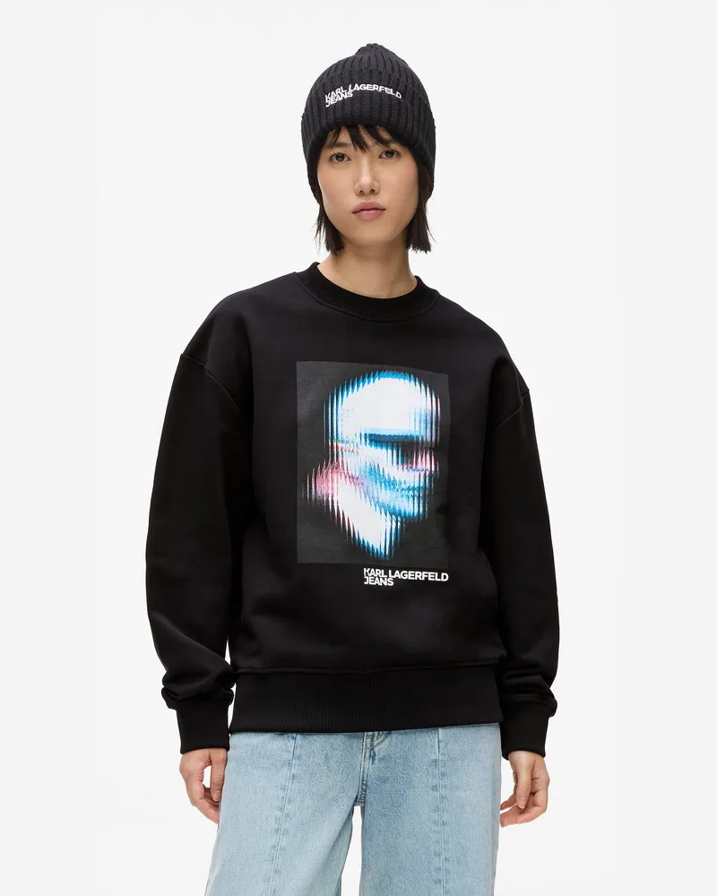 Karl Lagerfeld Digitalisiertes Karl-sweatshirt, Damen, Schwarz, Größe Schwarz