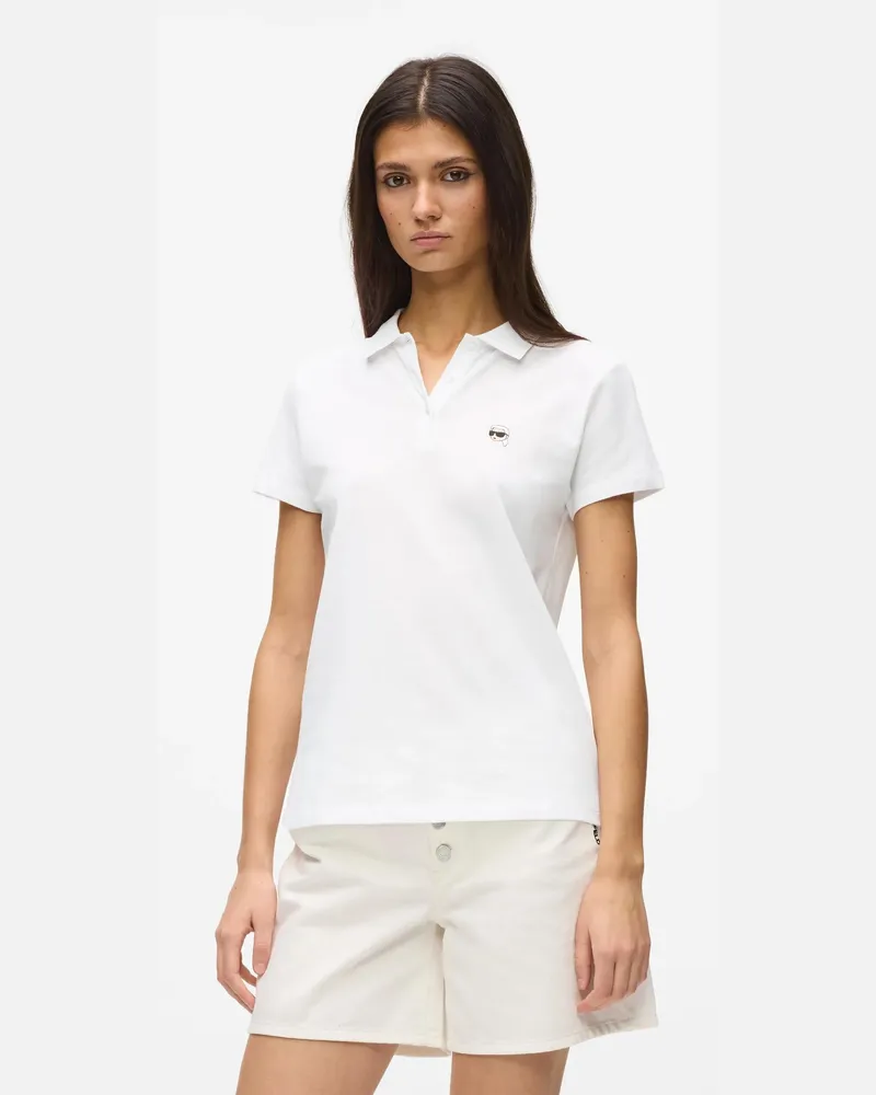 Karl Lagerfeld Ikon Piqué-polohemd, Damen, Weiss, Größe Weiss