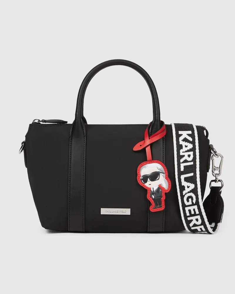 Karl Lagerfeld Kleine Tote Bag Aus Nylon Mit Ikon-anhänger, Damen, Schwarz, Größe Schwarz