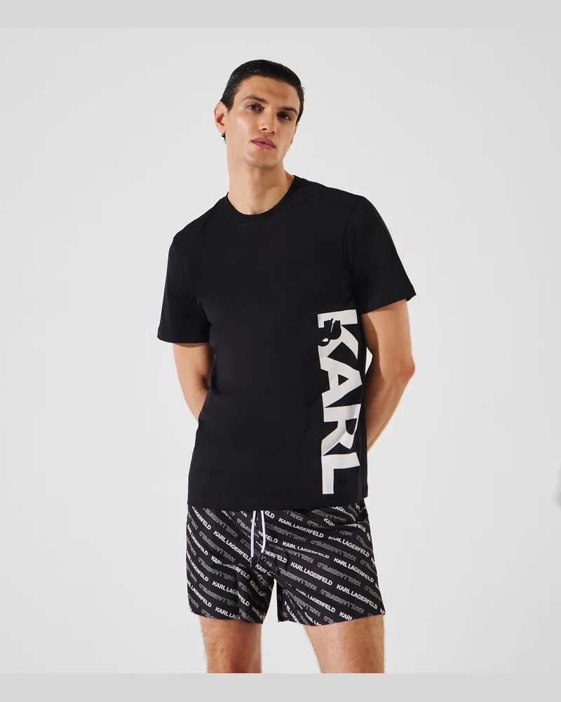 Karl Lagerfeld Strand-t-shirt Mit Logo, Herren, Schwarz, Größe Schwarz