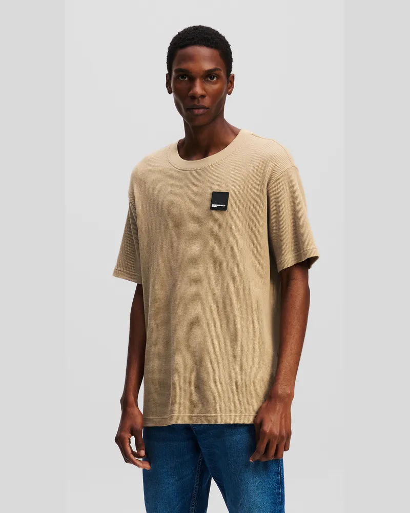 Karl Lagerfeld T-shirt Mit Waffel-struktur, Mann, Wüsten-Taupe, Größe Wüsten-taupe