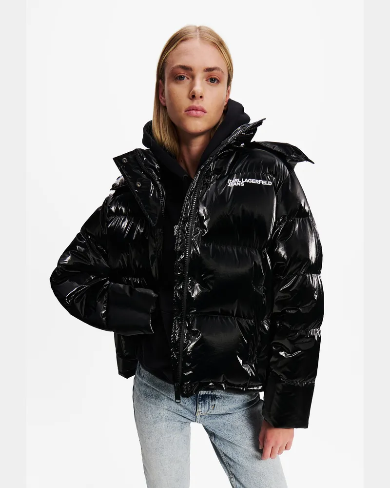 Karl Lagerfeld Perlglanz-pufferjacke, Damen, Schwarz, Größe Schwarz