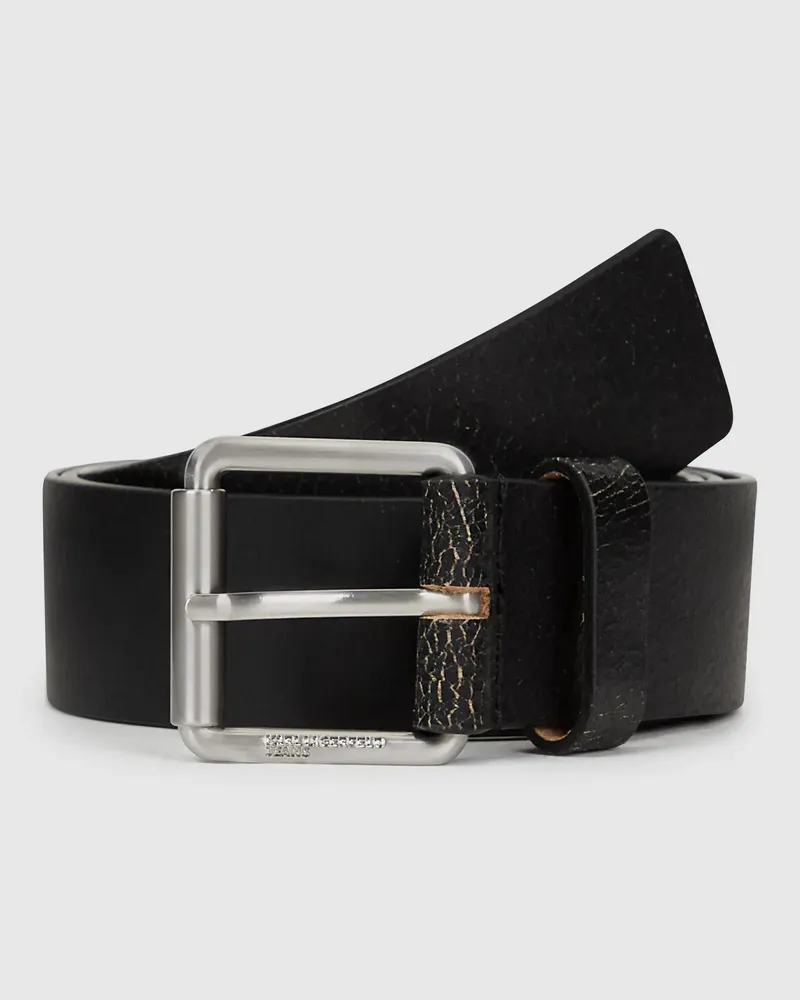 Karl Lagerfeld Ledergürtel Mit Used-effekt, Herren, Schwarz, Größe Schwarz