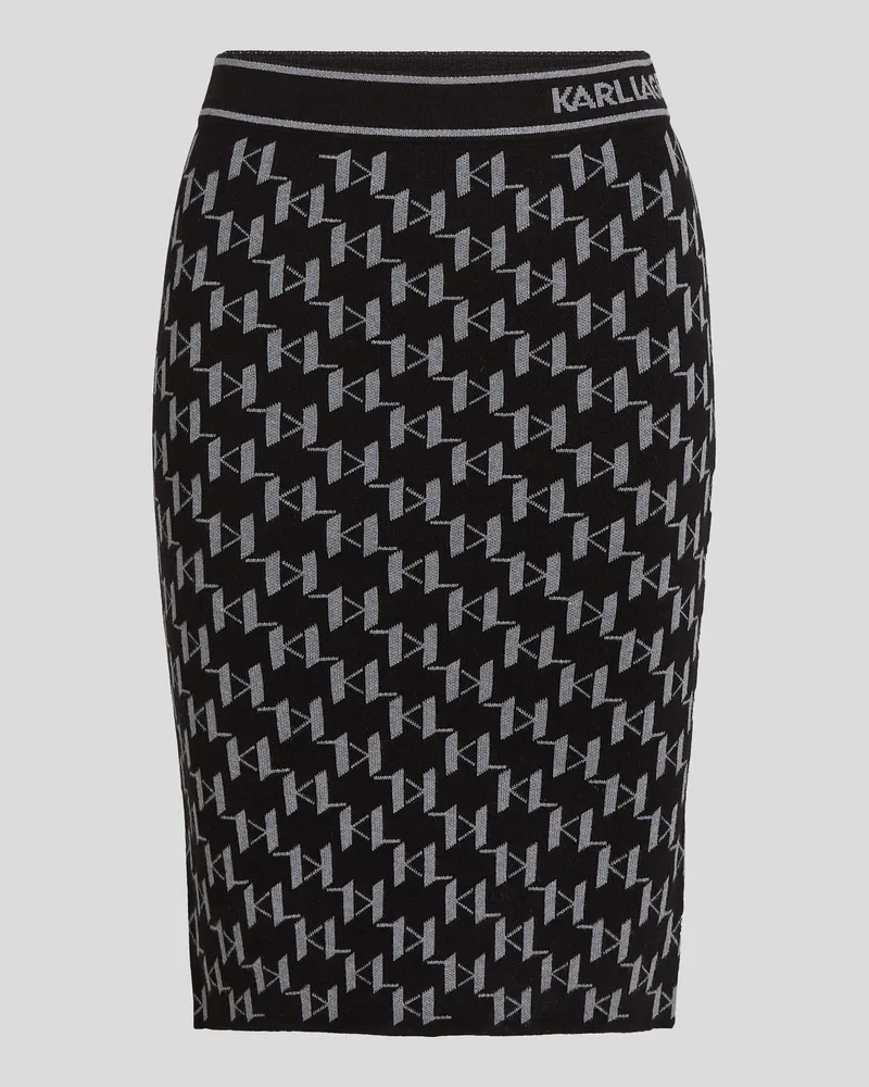 Karl Lagerfeld Monogram Strickrock, Frau, Graumelange Karl Monogramm, Größe Graumelange