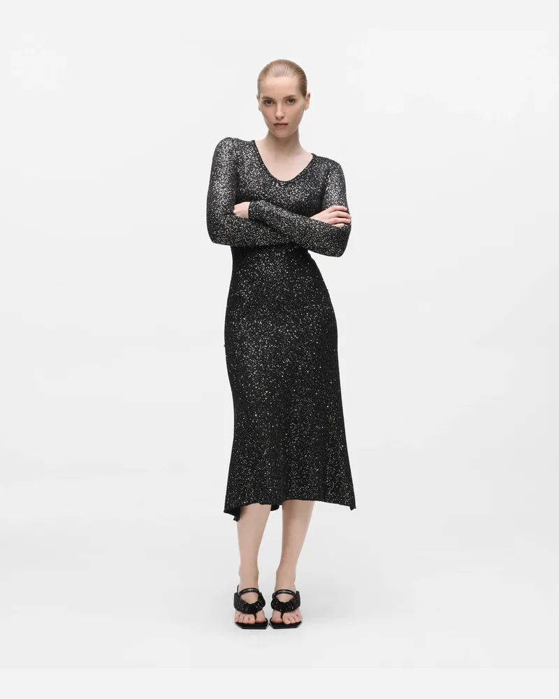 Karl Lagerfeld Strickkleid Mit Pailletten, Damen, Gunmetal Lurex, Größe Gunmetal