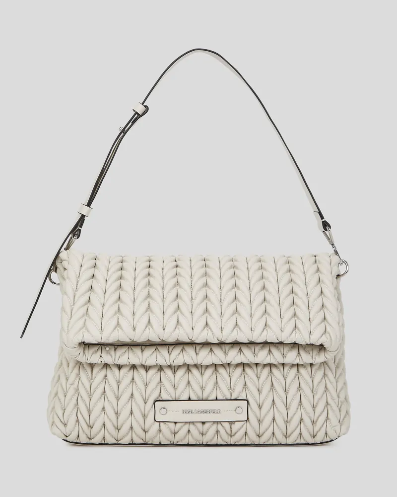 Karl Lagerfeld K/weave Grosse Schultertasche, Damen, Zement, Größe Zement