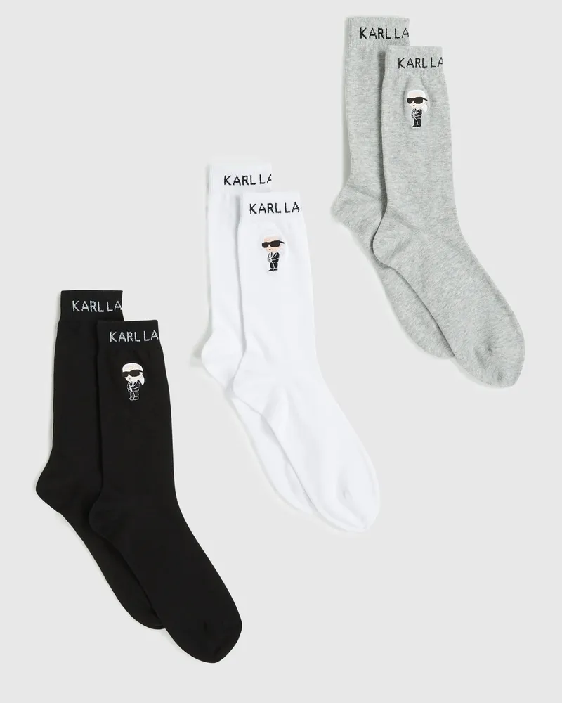 Karl Lagerfeld Ikon-socken – 3er-pack, Herren, Schwarz/weiss/grau, Größe Schwarz
