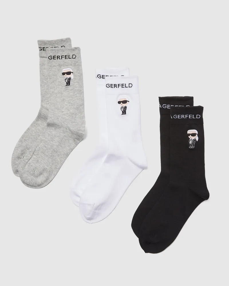 Karl Lagerfeld Ikon-socken – 3er-pack, Herren, Schwarz/weiss/grau, Größe Schwarz