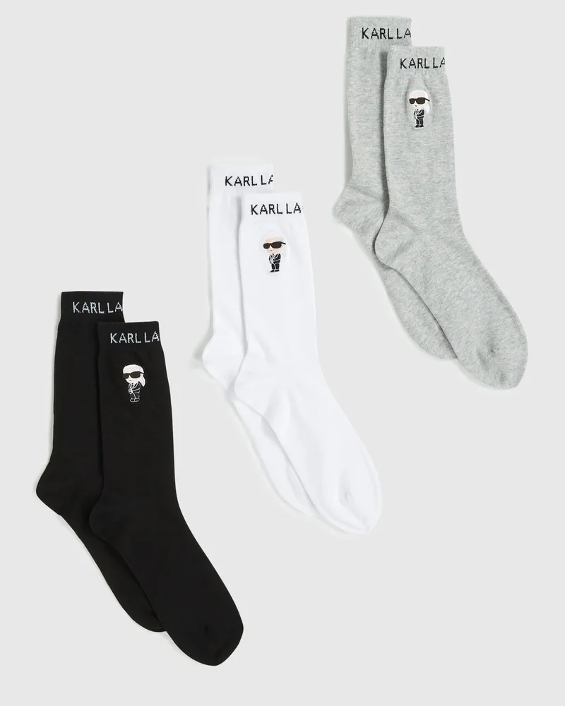 Karl Lagerfeld Ikon-socken – 3er-pack, Herren, Schwarz/weiss/grau, Größe Schwarz