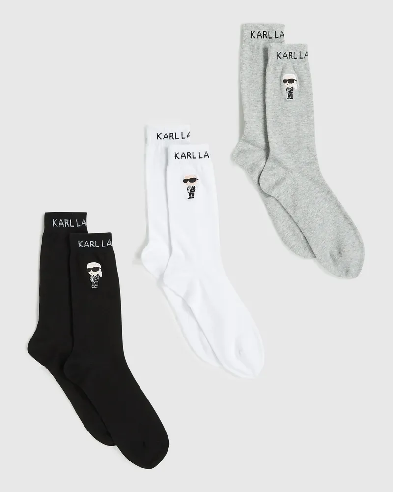 Karl Lagerfeld Ikon-socken – 3er-pack, Herren, Schwarz/weiss/grau, Größe Schwarz