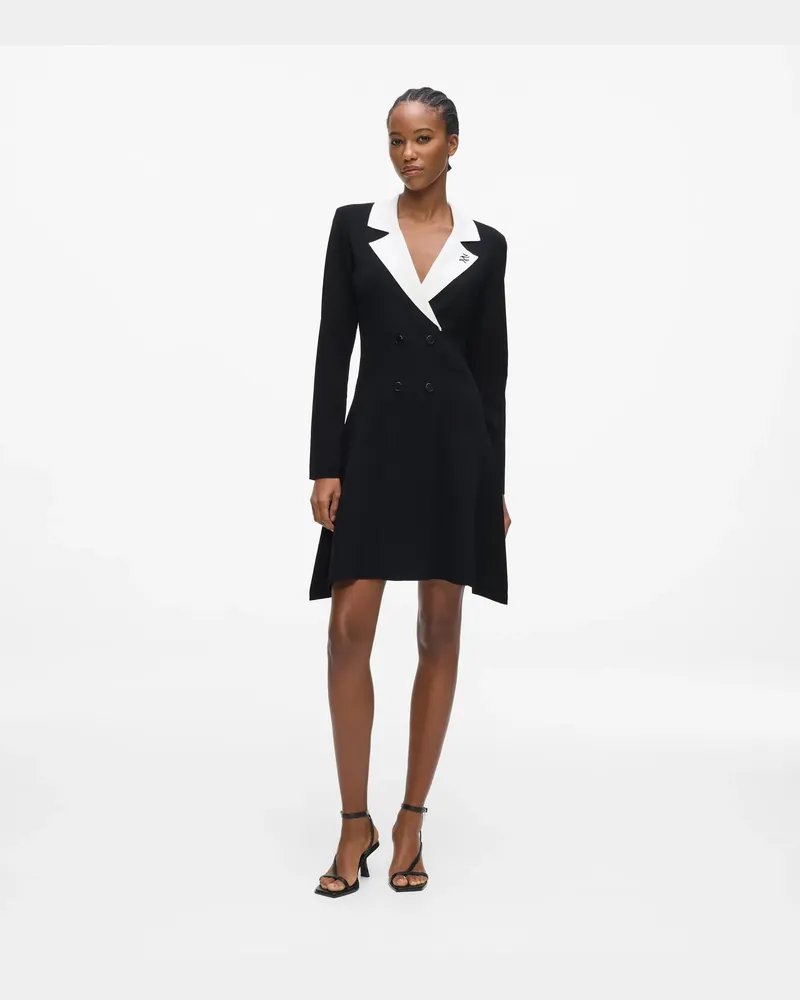 Karl Lagerfeld Einfarbiges Strickblazerkleid, Damen, Schwarz/weiss, Größe Schwarz