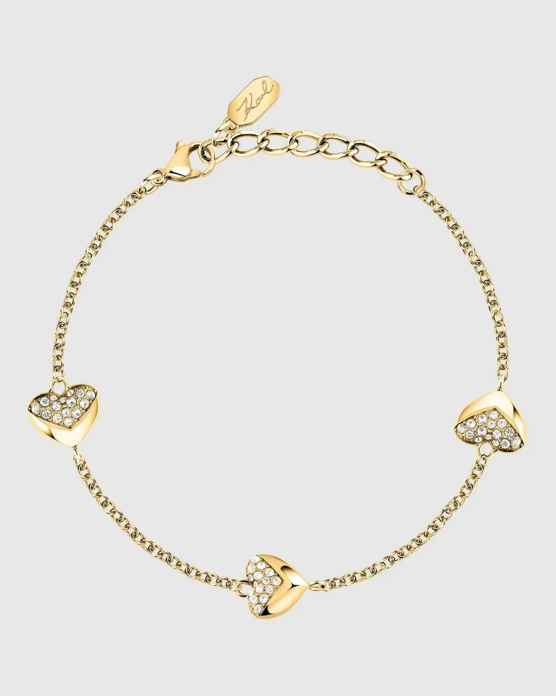 Karl Lagerfeld Armband Mit Mehreren Herzanhängern, Damen, Gold, Größe Gold