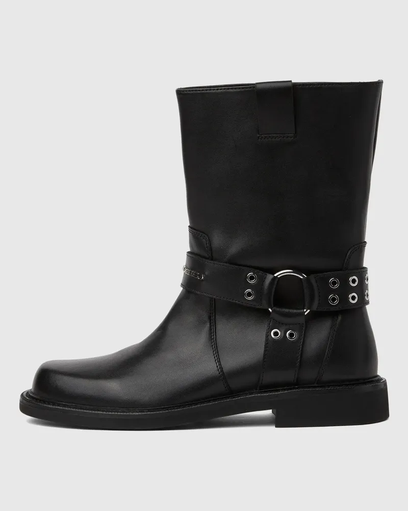 Karl Lagerfeld Sadie Harness Boots Mit Nietenbesatz, Damen, Schwarz, Größe Schwarz