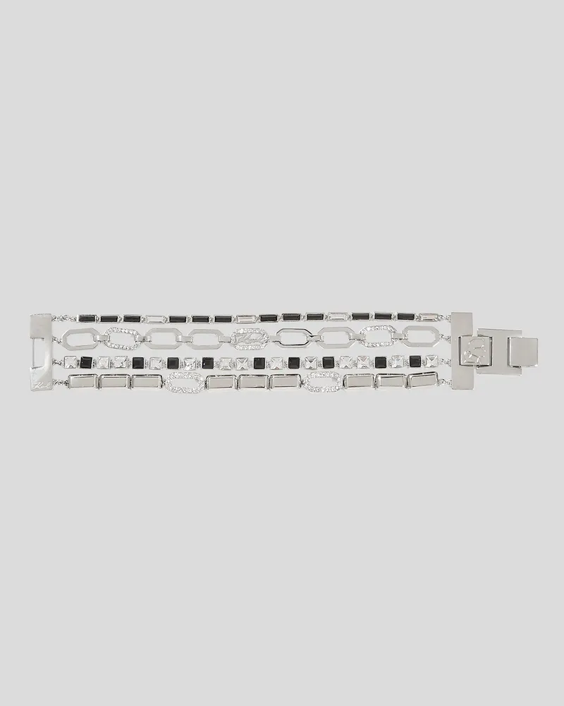 Karl Lagerfeld Signature Mehrlagiges Armband, Damen, Silver, Größe Silver