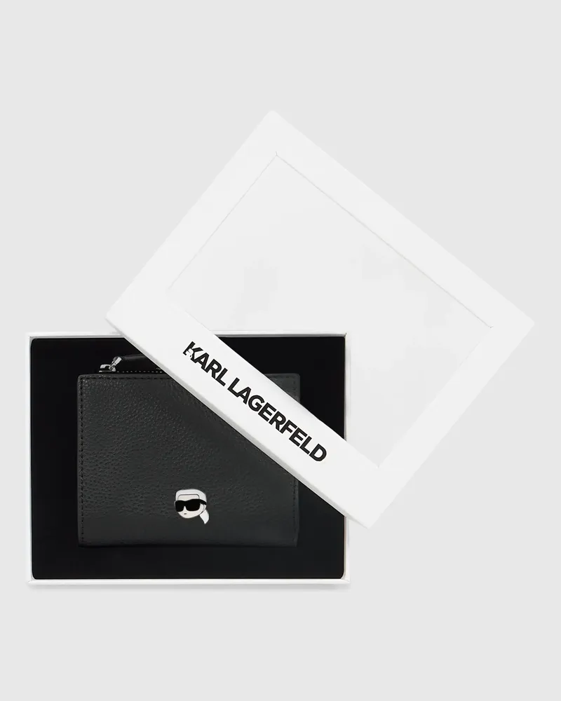 Karl Lagerfeld Kleines Ikon Pebble Portemonnaie Zum Aufklappen, Damen, Schwarz, Größe Schwarz