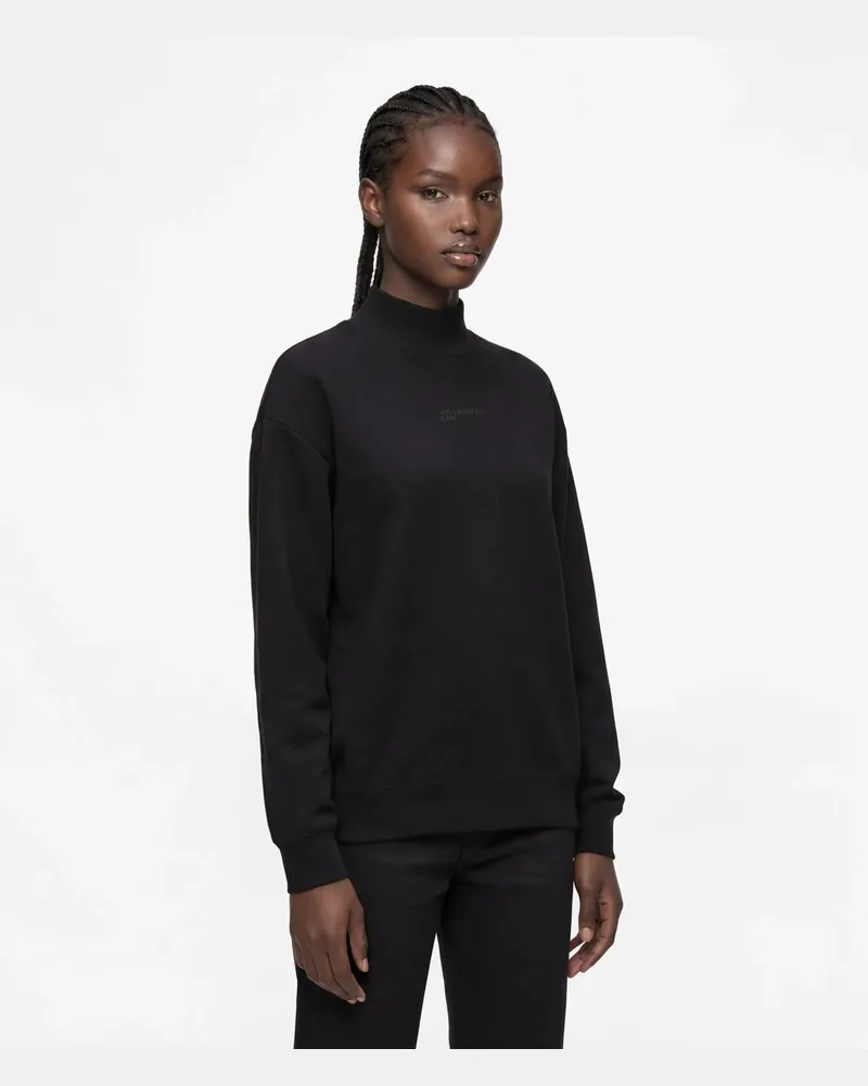 Karl Lagerfeld Offenes Rollkragensweatshirt, Damen, Schwarz, Größe Schwarz