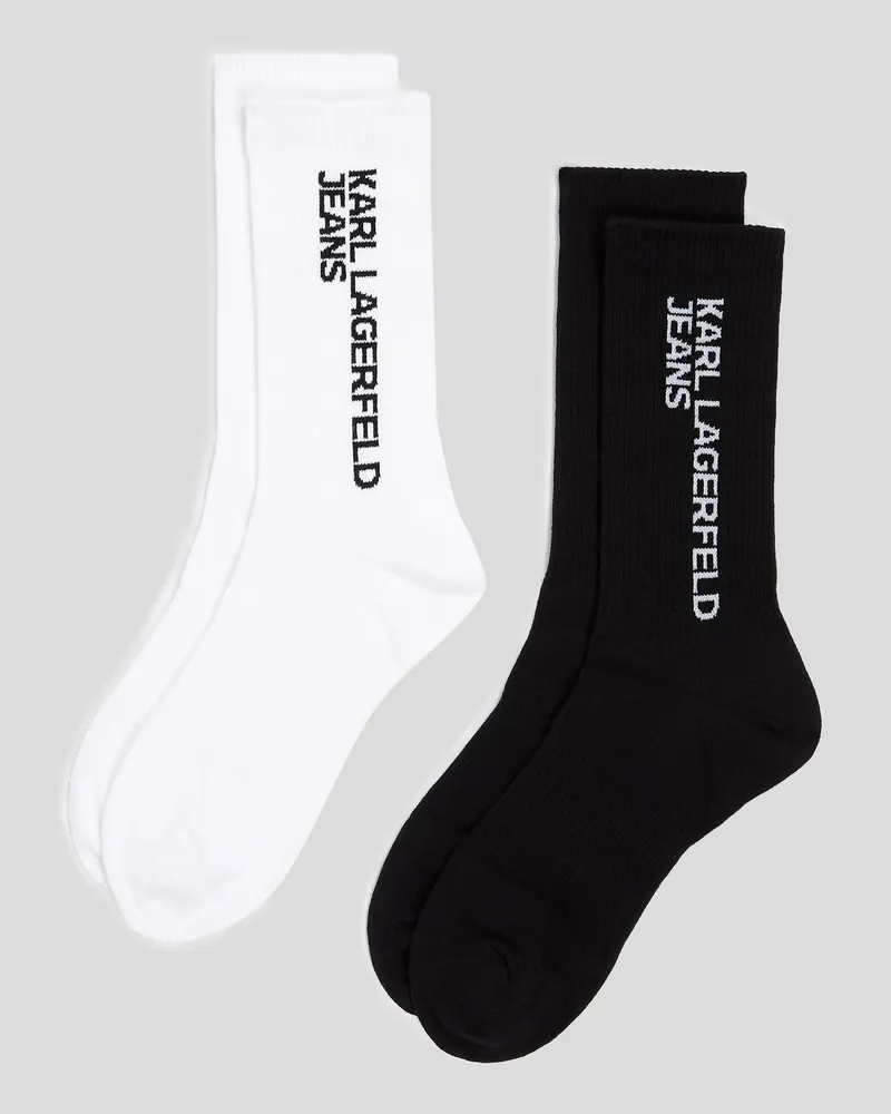 Karl Lagerfeld Socken Mit Logo – 2er-set, Damen, Weiss/schwarz, Größe Weiss