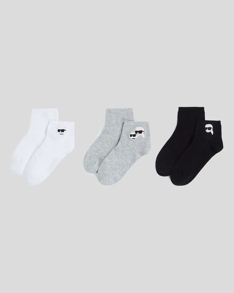 Karl Lagerfeld Kurze Ikon Socken – 3-pack, Herren, Schwarz/weiss/grau, Größe Schwarz