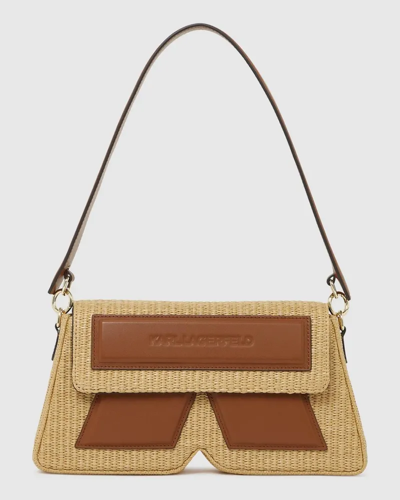 Karl Lagerfeld Ikon K Gewebte Schultertasche, Damen, Naturbraun, Größe Naturbraun