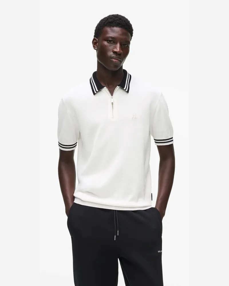 Karl Lagerfeld Karl Dna Gestricktes Polo Shird Mit Reißverschluss, Male, Weiss, Size White