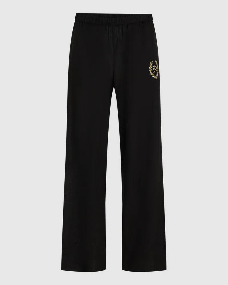 Karl Lagerfeld Hose Mit Wappenemblem, Damen, Schwarz, Größe Schwarz