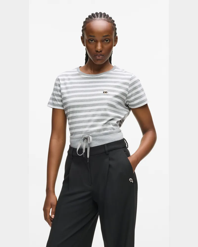 Karl Lagerfeld Ikon T-shirt Mit Streifen, Damen, Kentucky Blau-weiß-check, Größe Kentucky