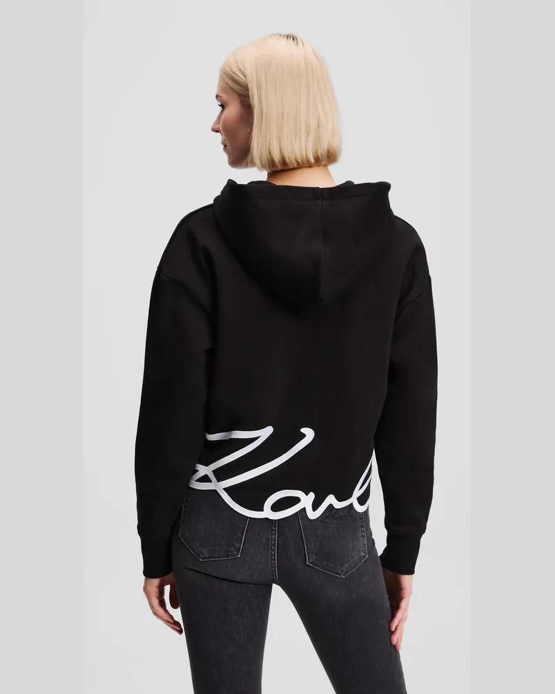 Karl Lagerfeld Signature Hoodie Mit Reissverschluss, Frau, Schwarz, Größe Schwarz