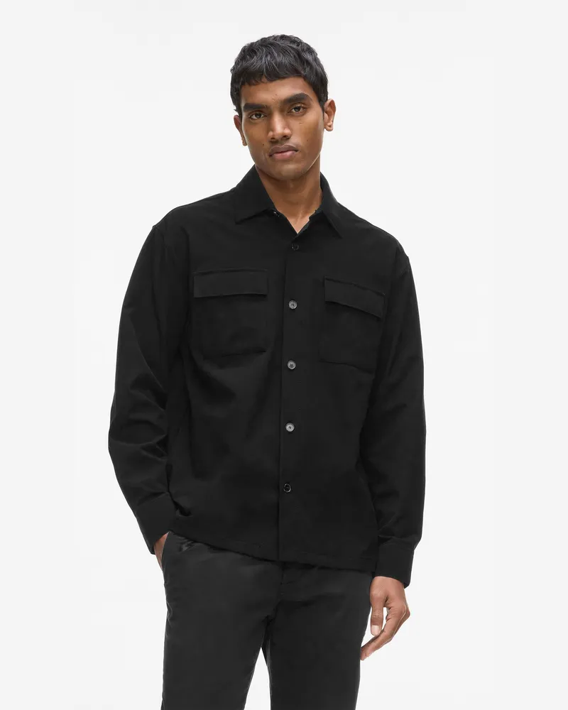 Karl Lagerfeld Hemd Mit Brusttasche, Herren, Schwarz, Größe Schwarz