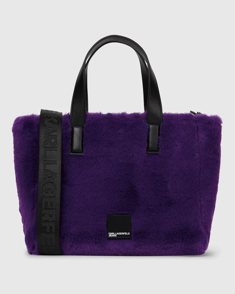 Karl Lagerfeld Plüschige Mini-tote-bag Mit Box-logo, Damen, Prism Violet, Größe Prism