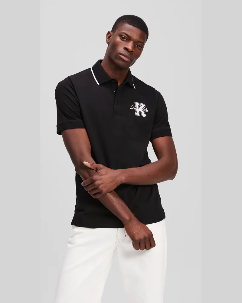 Karl Lagerfeld K/initial Poloshirt, Mann, Schwarz, Größe Schwarz