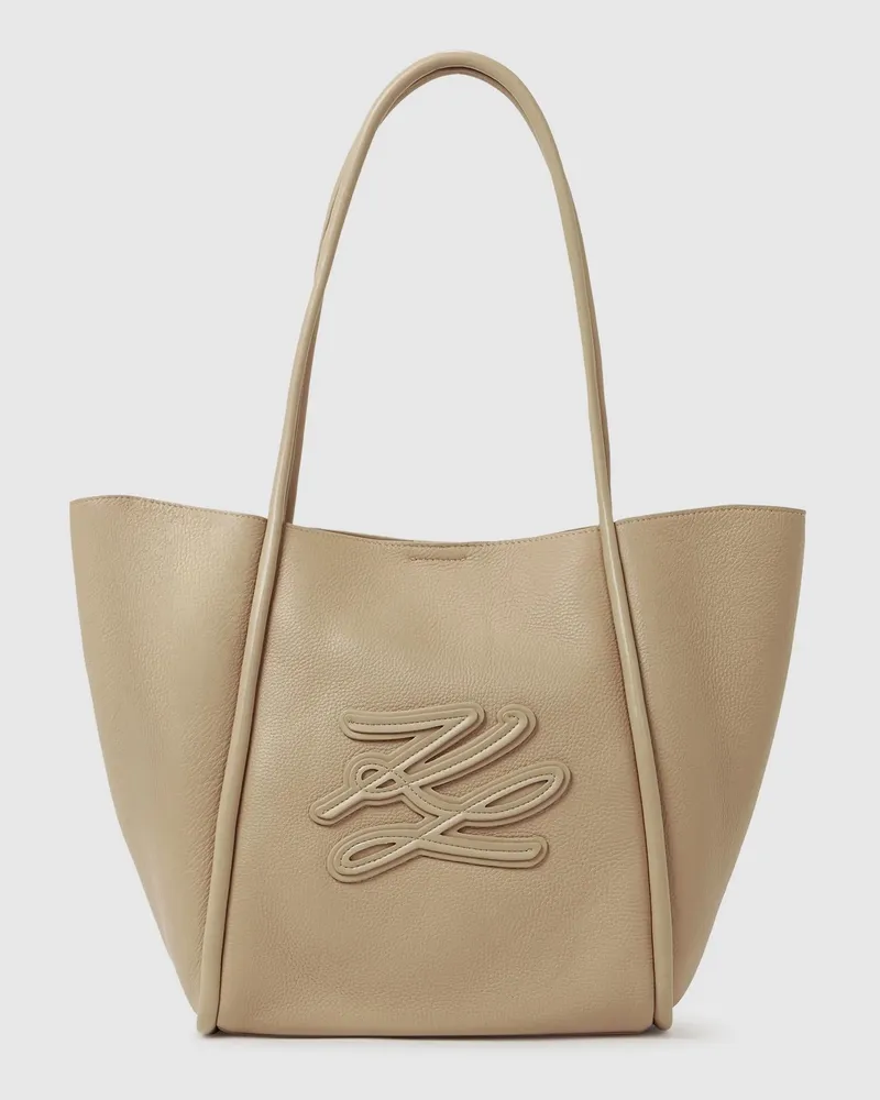 Karl Lagerfeld K/autograph Aufnäher Mittelgroße Tote Bag, Damen, Sauberes Schwarz, Größe Sauberes