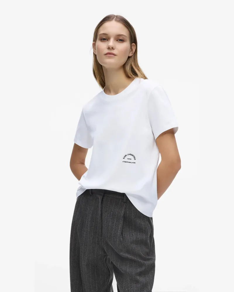 Karl Lagerfeld T-shirt Mit Normaler Passform Von Rue St-guillaume, Damen, Weiss, Größe Weiss