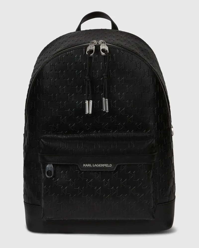 Karl Lagerfeld K/monogram Perforierter Rucksack, Herren, Schwarz, Größe Schwarz
