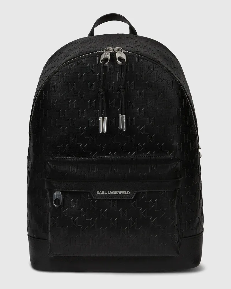 Karl Lagerfeld K/monogram Perforierter Rucksack, Herren, Schwarz, Größe Schwarz