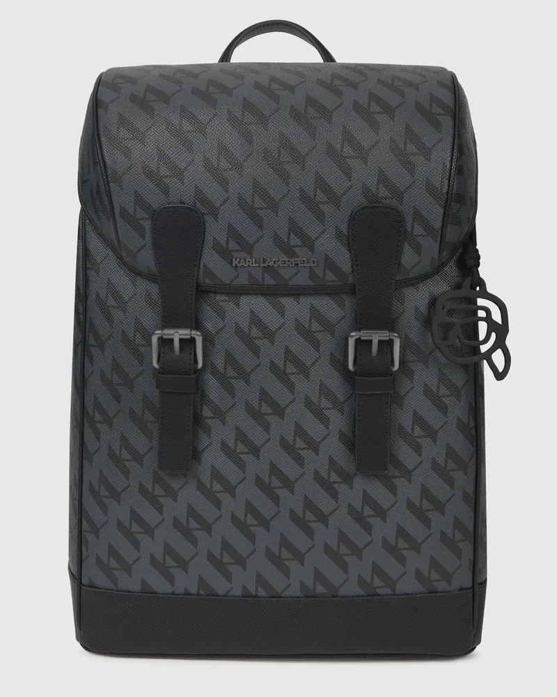 Karl Lagerfeld Ikon Monogram Rucksack, Male, Schwarz, Size Black