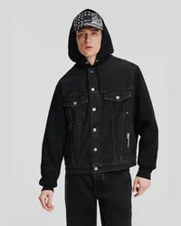 Karl Lagerfeld Klj jeansjacke aus Material-mix, Mann, Schwarz Gewaschen/schwarz Schwarz