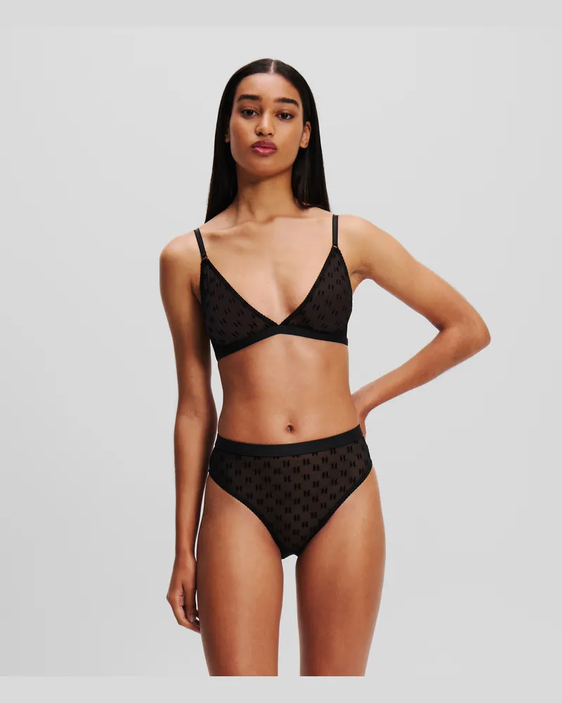 Karl Lagerfeld Monogram triangel-bh Aus Mesh, Frau, Schwarz, Größe Schwarz