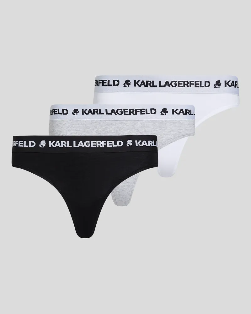 Karl Lagerfeld Logo-tangas – 3er-pack, Frau, Schwarz/Weiss/Grau, Größe Schwarz