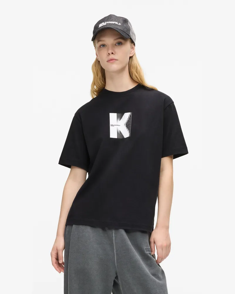 Karl Lagerfeld K-artwork T-shirt, Damen, Schwarz, Größe Schwarz