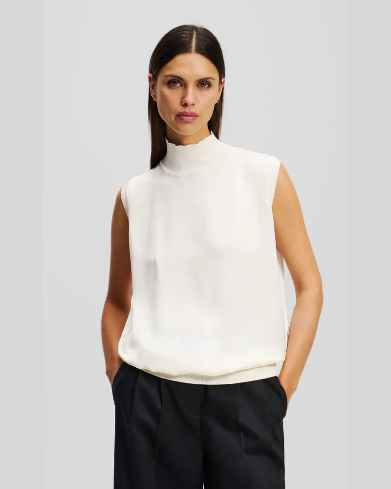 Karl Lagerfeld Ärmelloses Satin-top, Frau, Cannoli Creme, Größe Cannoli