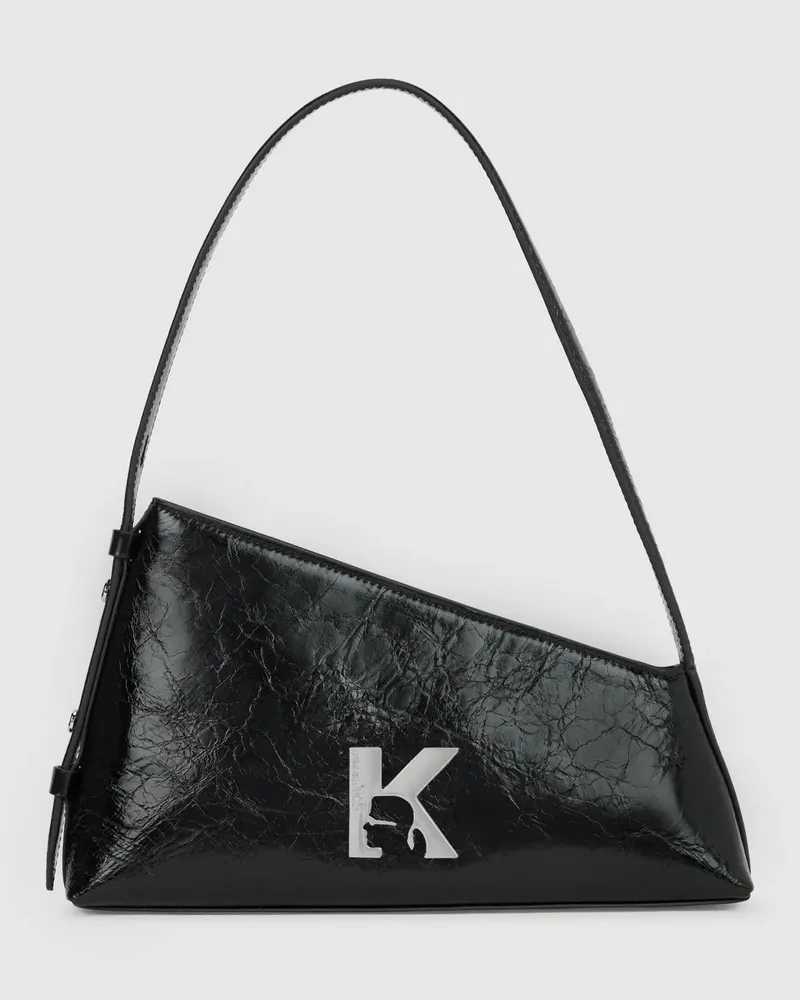 Karl Lagerfeld Geo Hochglänzende Schultertasche, Damen, Schwarz, Größe Schwarz