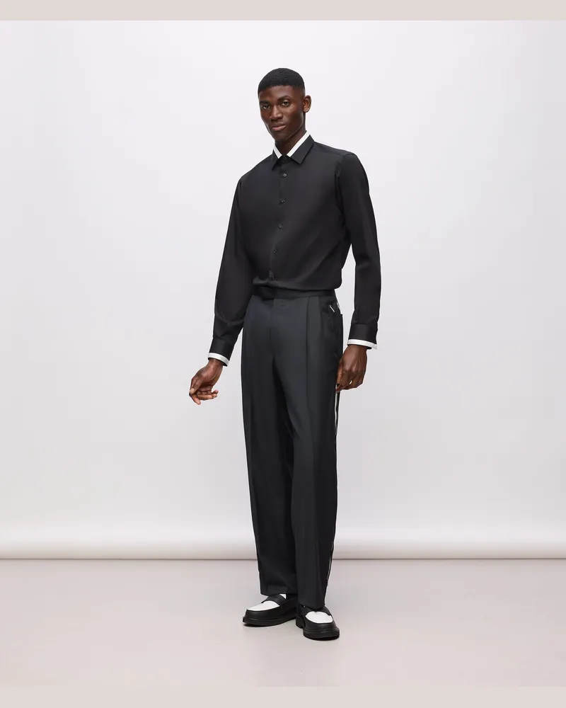 Karl Lagerfeld Kl Studio Hose Mit Kontrastierender Paspelierung, Herren, Schwarz/weiss, Größe Schwarz