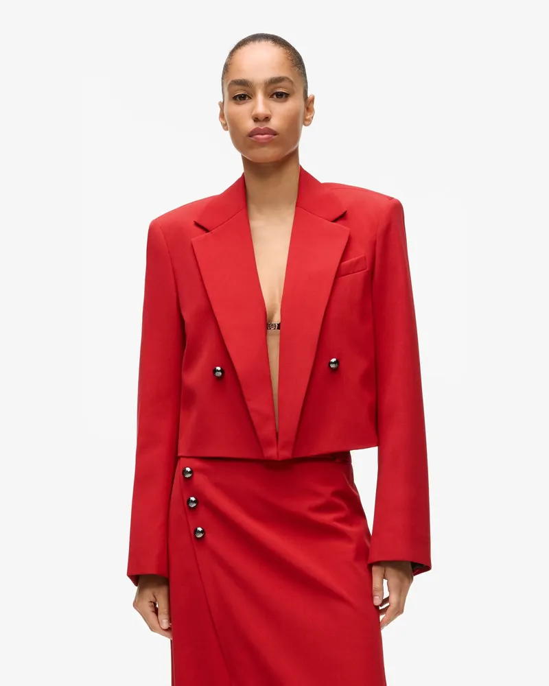 Karl Lagerfeld Kurzer Zweireihiger Blazer, Female, Ribbon Red, Size Red