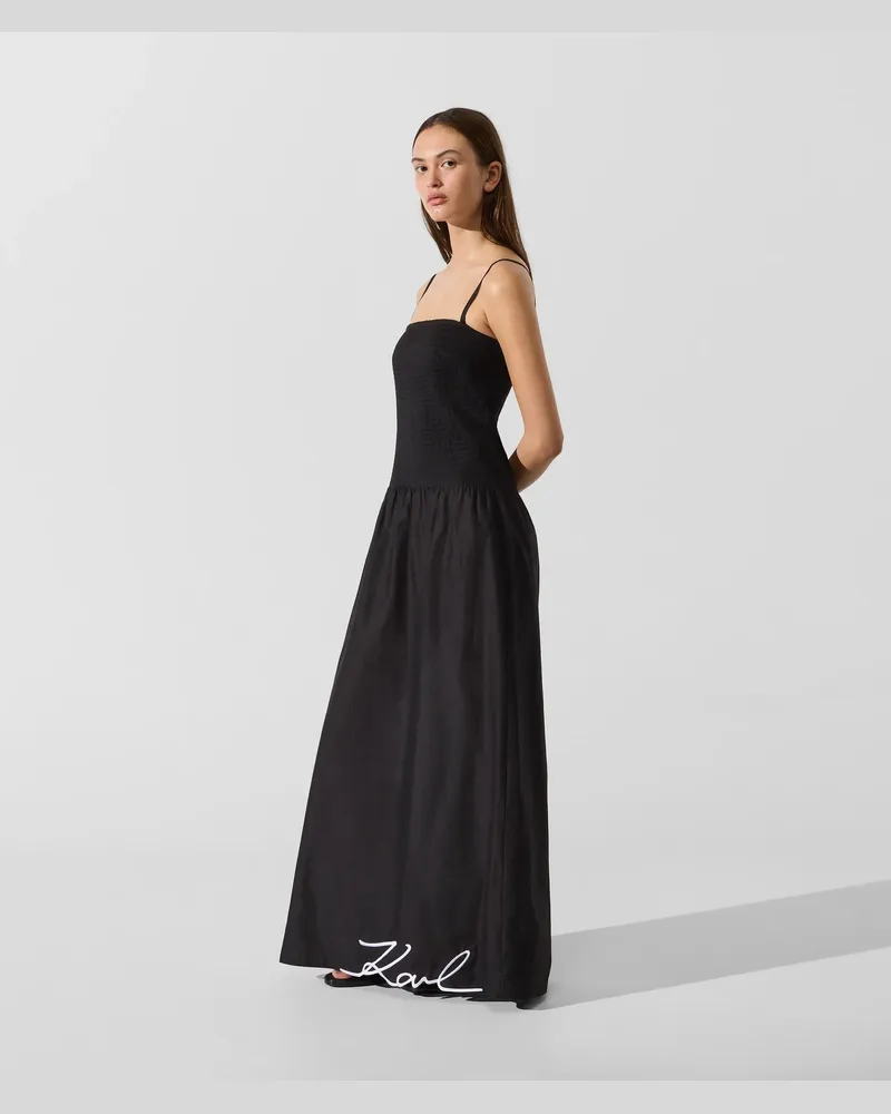 Karl Lagerfeld Signature Maxikleid Mit Tiefer Taille, Damen, Schwarz, Größe Schwarz