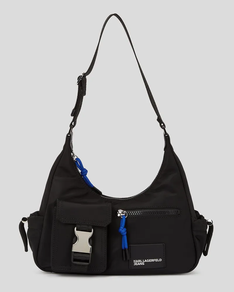 Karl Lagerfeld Klj street Schultertasche aus Nylon, Frau, Schwarz Schwarz