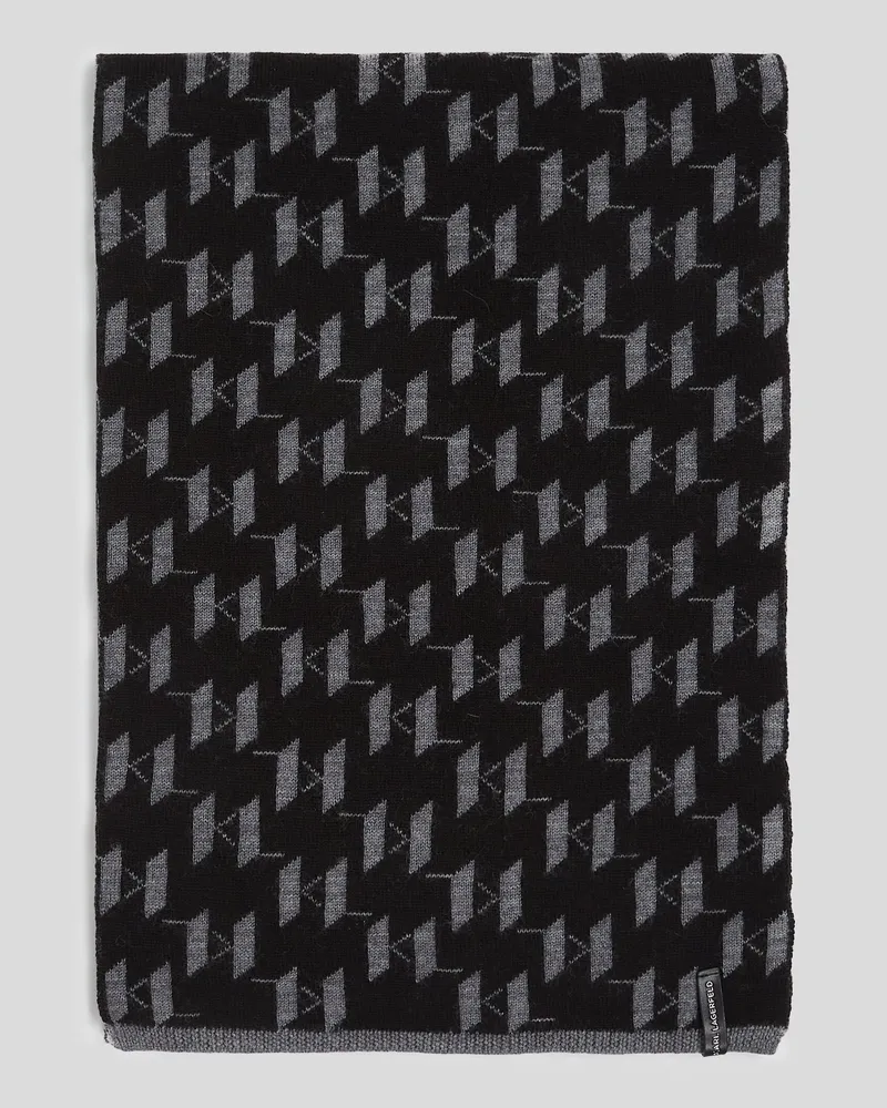 Karl Lagerfeld K/monogram Webschal, Mann, Schwarz, Größe Schwarz