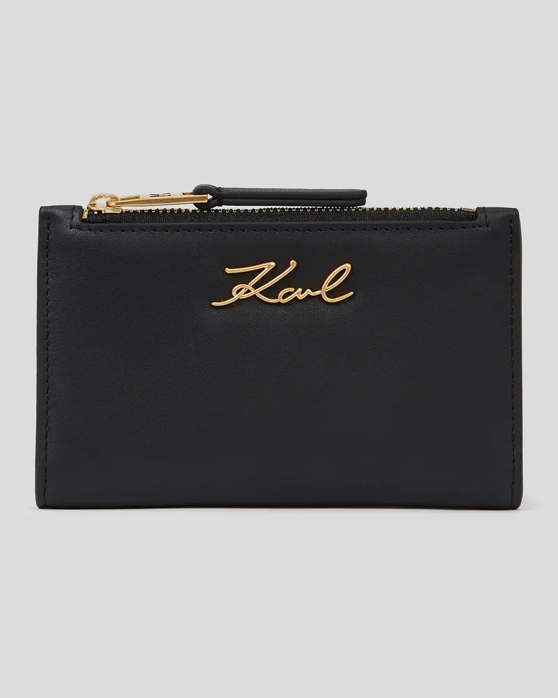 Karl Lagerfeld K/signature schlankes Faltportemonnaie, Frau, Schwarz/Gold, Größe Schwarz