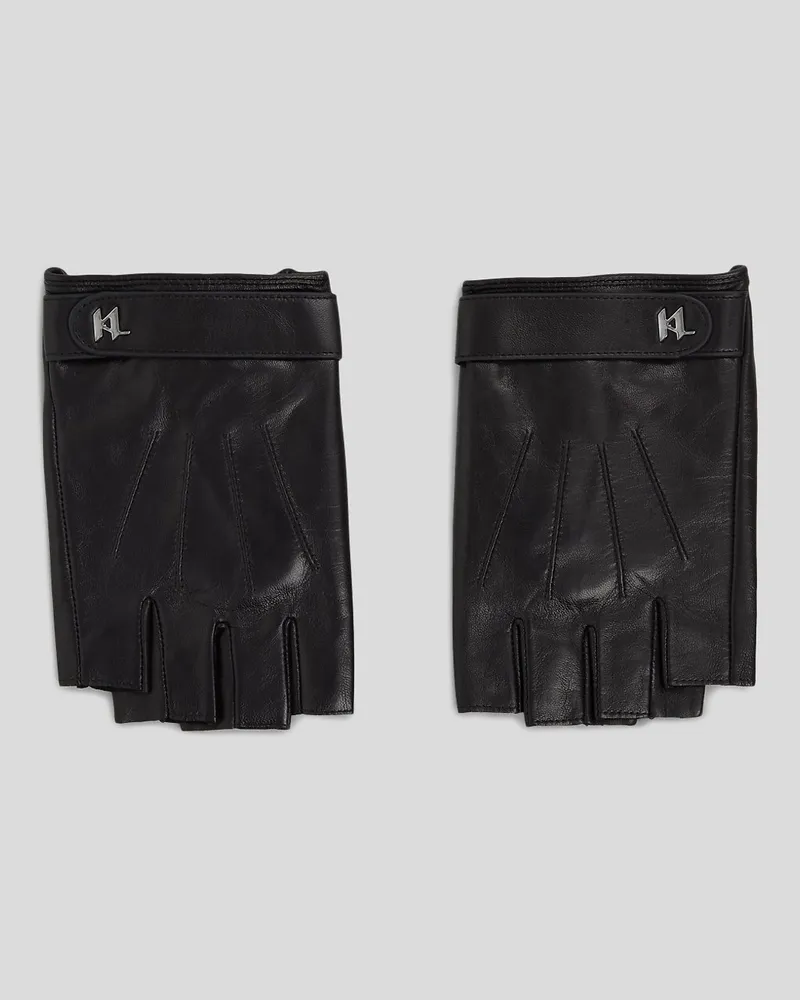 Karl Lagerfeld K/plak fingerlose Handschuhe, Mann, Schwarz Schwarz